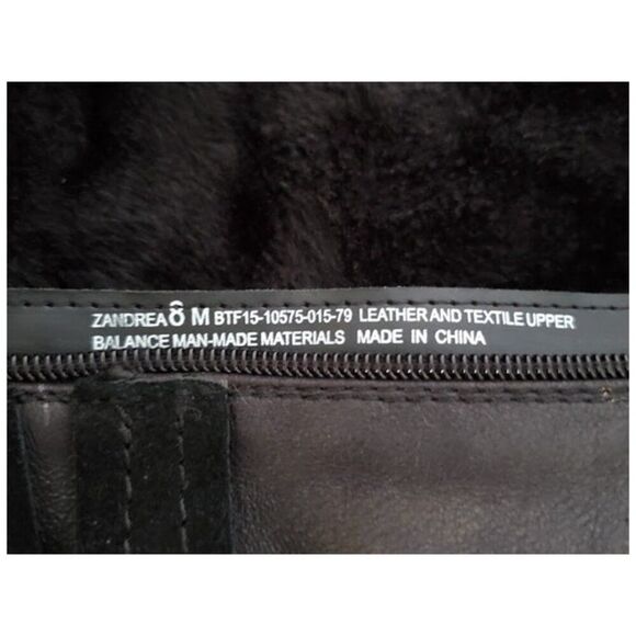 Baretraps Black Faux Fur Lined Suede/Leather Mid-Calf Block Heel Boot Sz 8 Moto - Picture 10 of 11